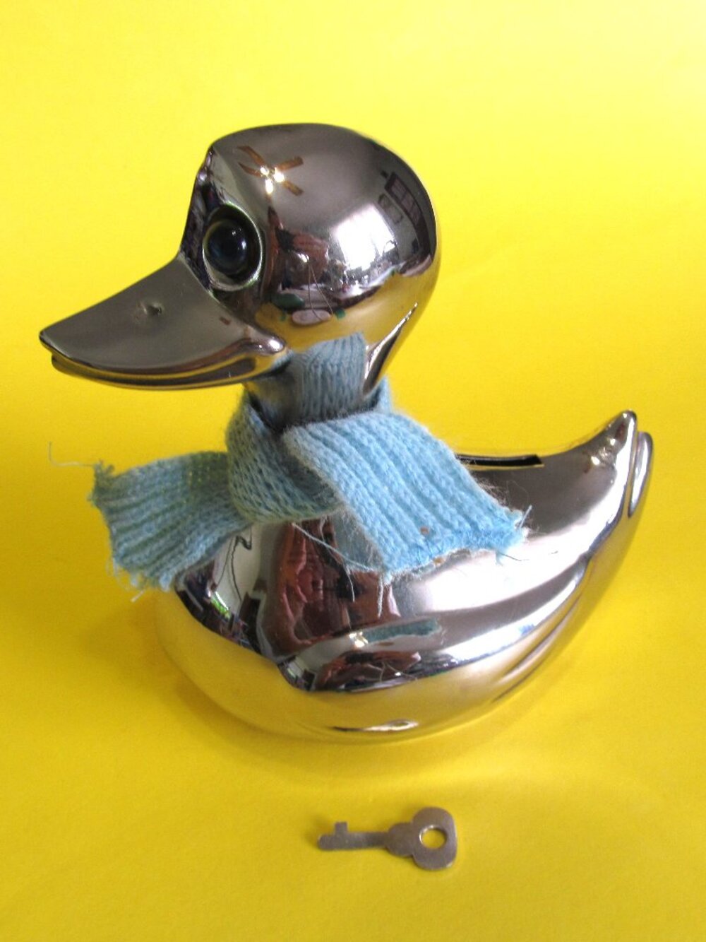 Vintage Silverplated Duck coin bank